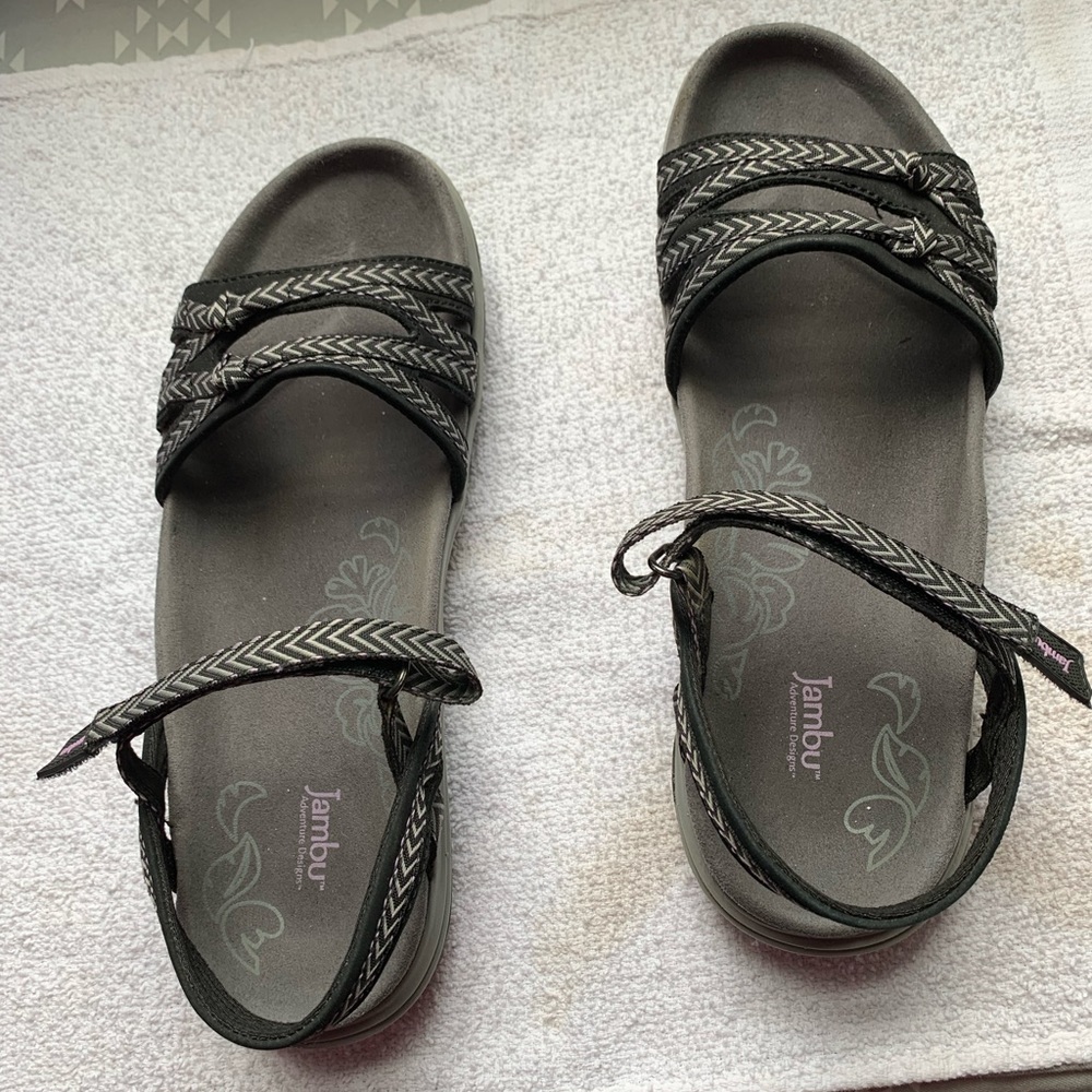 Sandals, lightly worn